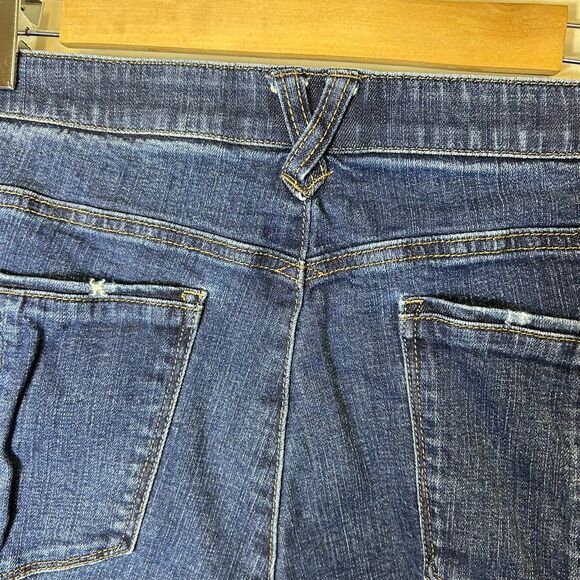 Democracy Blue Medium Wash Mid-Rise Distressed Ab-Solution Cropped Jeans Size 14 - Picture 8 of 15